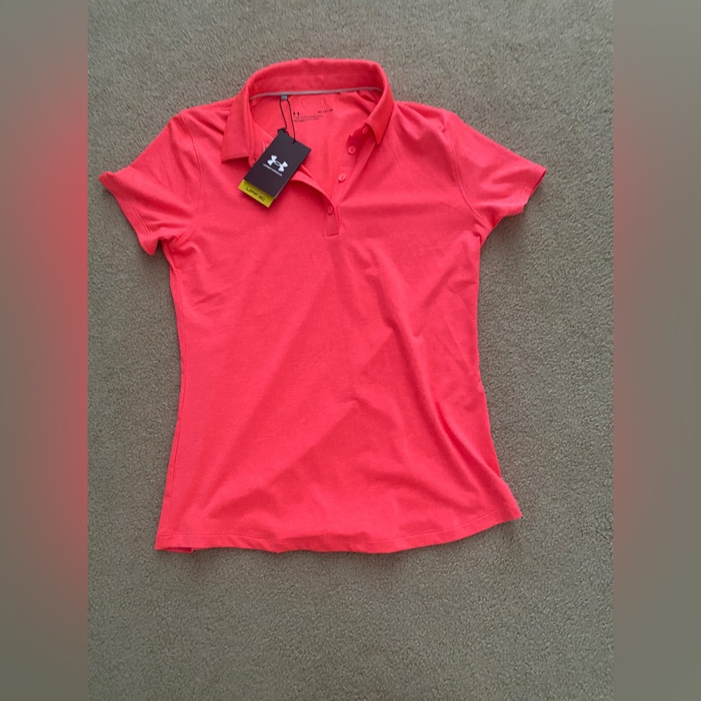 Pink under armour golf polo size small